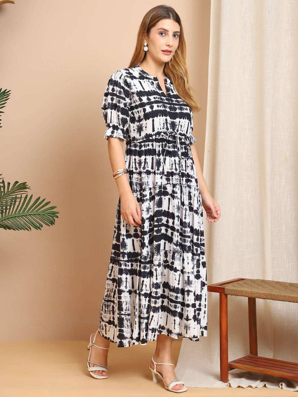 Women’s Cotton Printed Fit & Flare Anarkali Gown Midi Dress